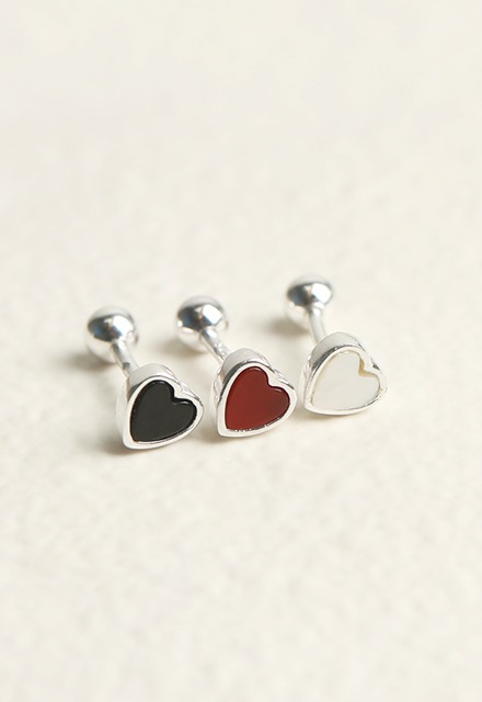 Color Nice and thick gemstone heart silver 925 silver ball screw silver piercing (3 colors)