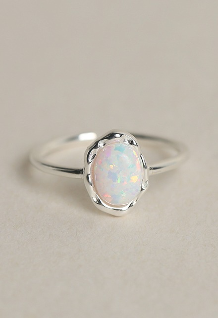 Oval Natural Opal Casting Bezel Silver 925 Lucky Stone Ring