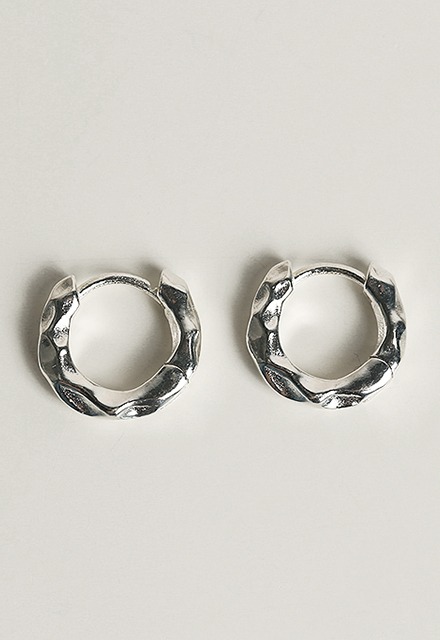 Hammered Plump Bold Ring 3mm One Touch Silver 925 Silver Ring Earrings