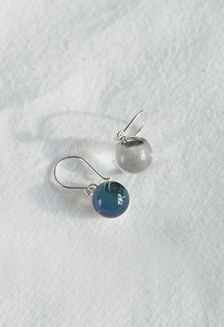 8mm opal S-drop hoop silver 925 silver earrings