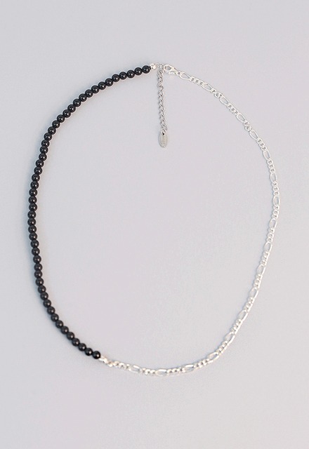 Black Onyx Figaro Silver 925 Chain Necklace