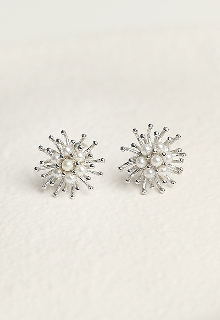 Pearl Snowflake Silver 925 Silver Earrings